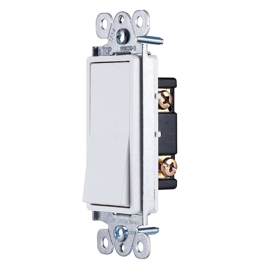 GE Paddle Rocker Switch - Single Pole On/Off Light & Ceiling Fan Replacement, UL Listed, Grounding, White - Model 50726