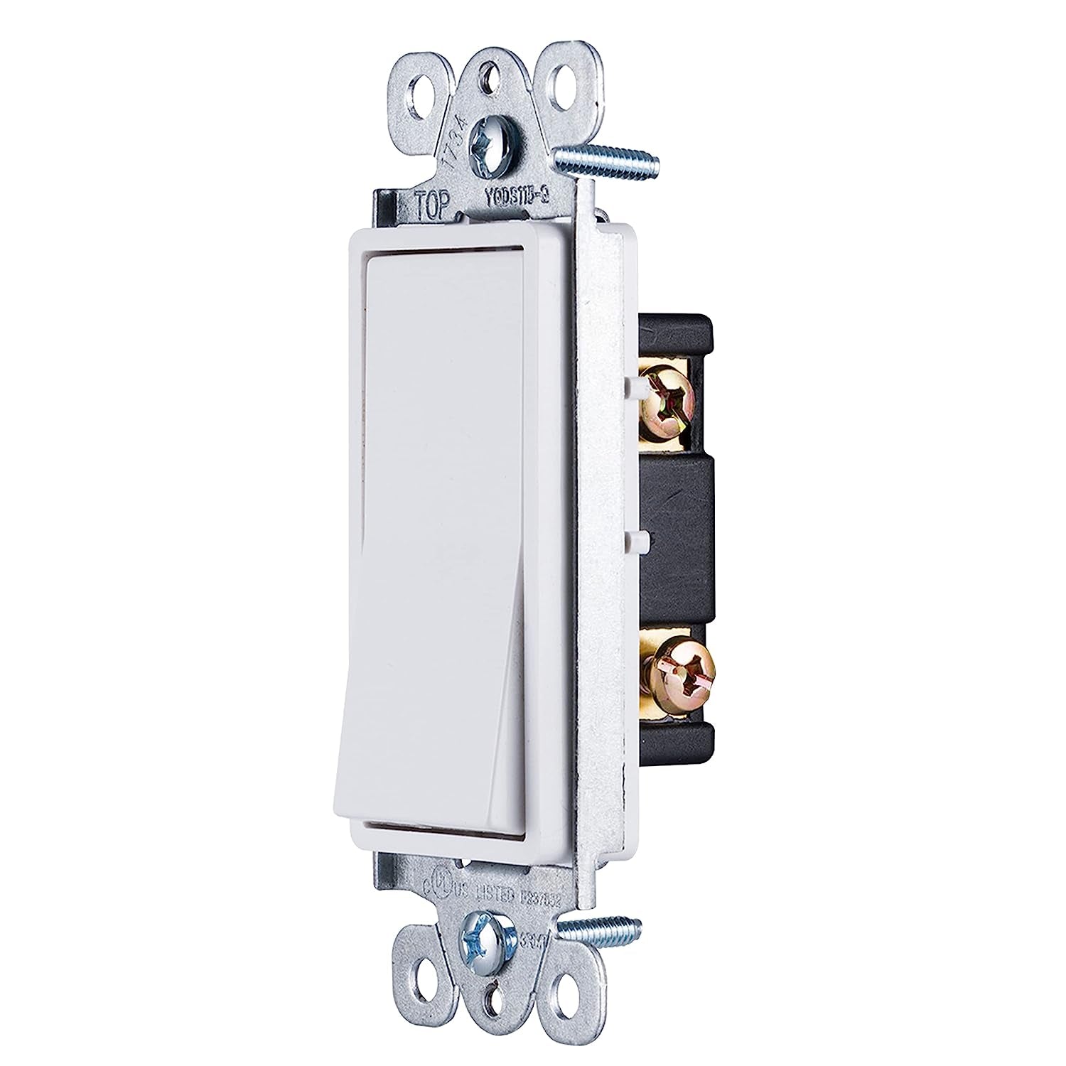 GE Paddle Rocker Switch - Single Pole On/Off Light & Ceiling Fan Replacement, UL Listed, Grounding, White - Model 50726