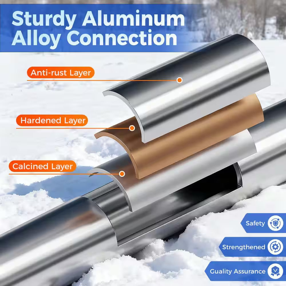 32.5 In. Aluminum Handle Foam Head ABS Rake Telescoping Snow Brush with Ice Scraper for Car SUV and Truck