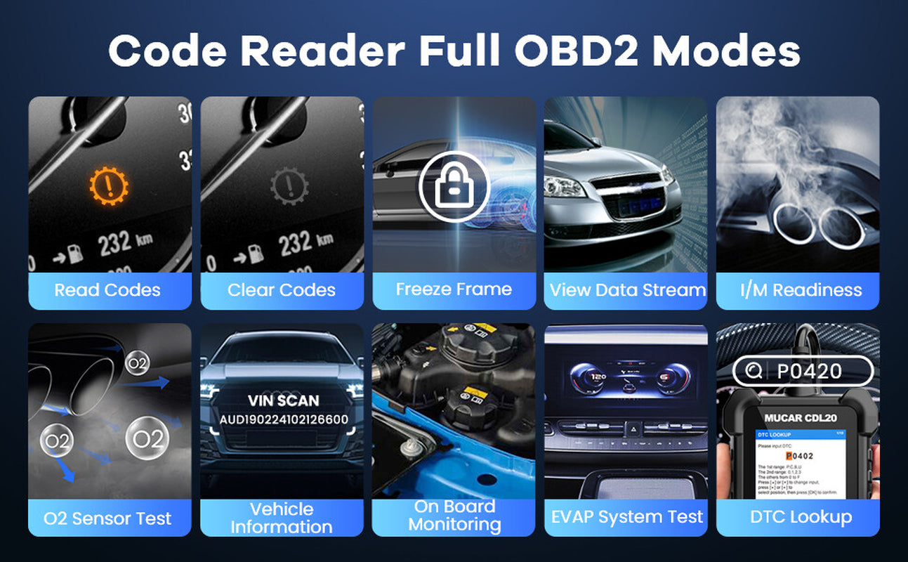 MUCAR CDL20 OBD2 CAN OBDII Auto Car Code Reader Diagnostic Scanner Tool Engine
