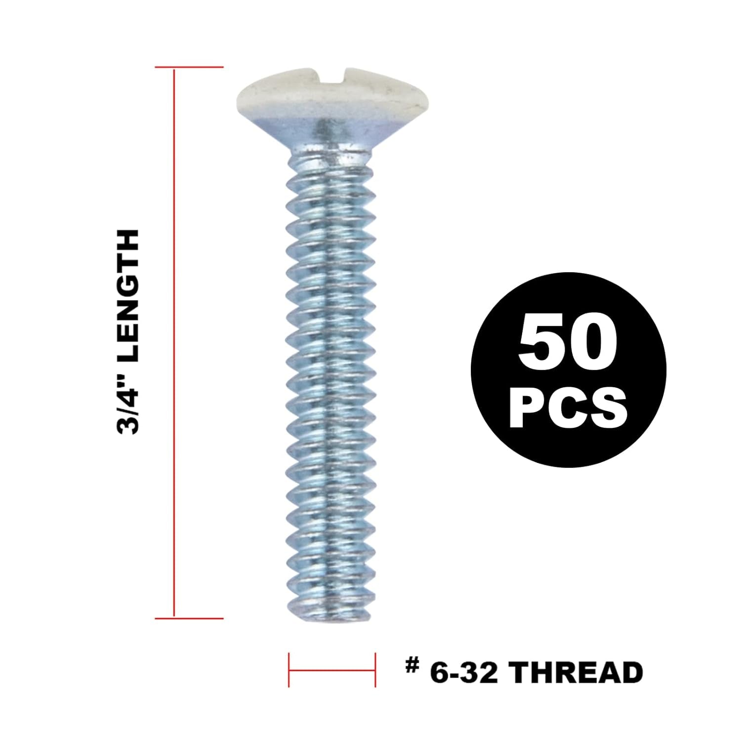 Light Almond Oval Head Milled Slot Wall Plate Screws - 3/4" Long, 6-32 Thread, 50 Pack