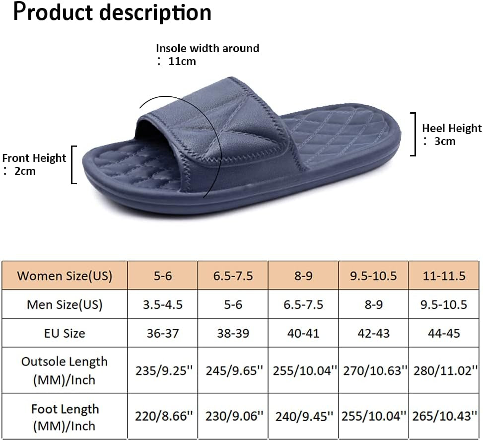 Git-Up Bathroom Slippers for Women and Men Portable Quick Drying Non-Slip Pool Beach Spa Shower Slippers House Slide Sandals Indoor and Outdoor Unisex Shoes, A-Blue 9.5-10.5 Women/8-9 Men