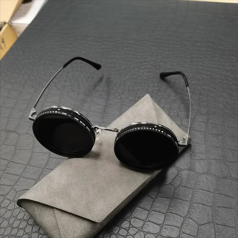Handmade ND Adjustable Sunglasses 1~9 Manual Dimming Glasses Fishing Filter Shades UV400 Vintage Steampunk Polarized Sun Glasses