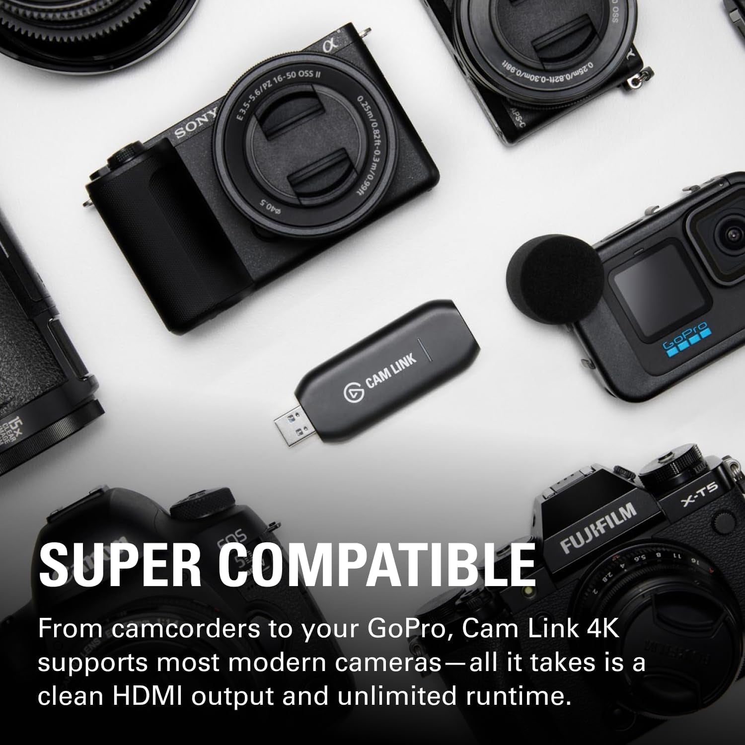 Elgato Cam Link 4K – External Capture Card for DSLR & Camcorder, Actioncam as Webcam, Meet/Stream/Record in 1080P60 or 4K30/4K60, Easy Connect for Obs/Zoom/Discord – HDMI to USB 3.0, Pc/Mac/Ipad