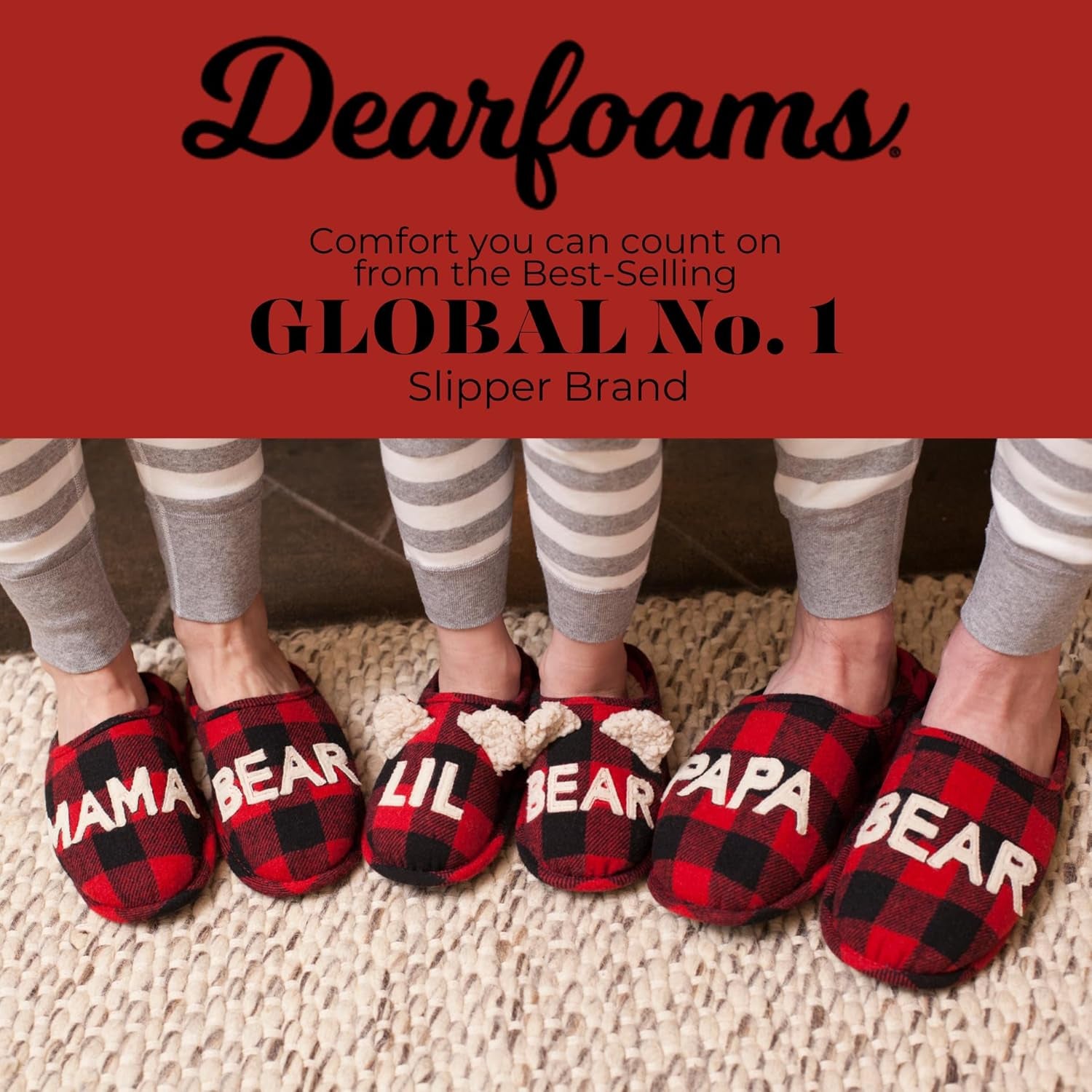 Dearfoams Men'S Gifts for Men Matching Christmas Papa Bear Slipper