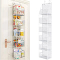 Ohhgo over the Door Hanging Pantry Organizer 6-Shelf behind the Door Storage Organizer with Clear Plastic Pockets Large Capacity for Closet Bedroom Bathroom (White)