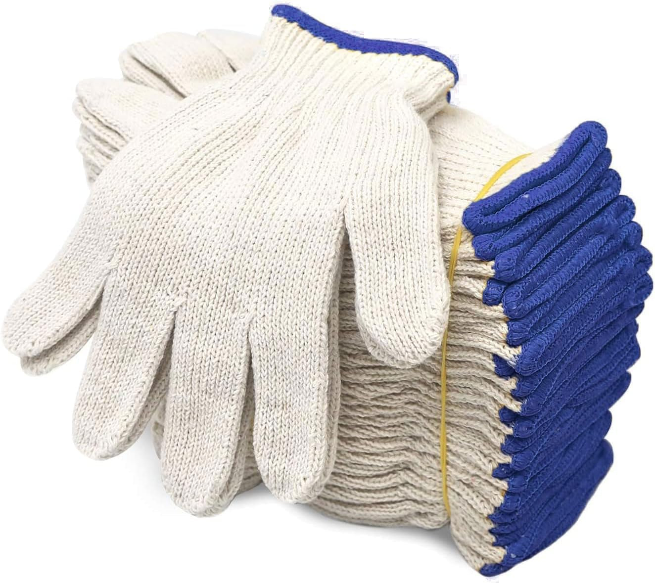 Evridwear L Size Cotton Polyester Safety Work Gloves - 12 Pairs for Painters, Mechanics, Gardeners & Construction Workers with Dotted Grip