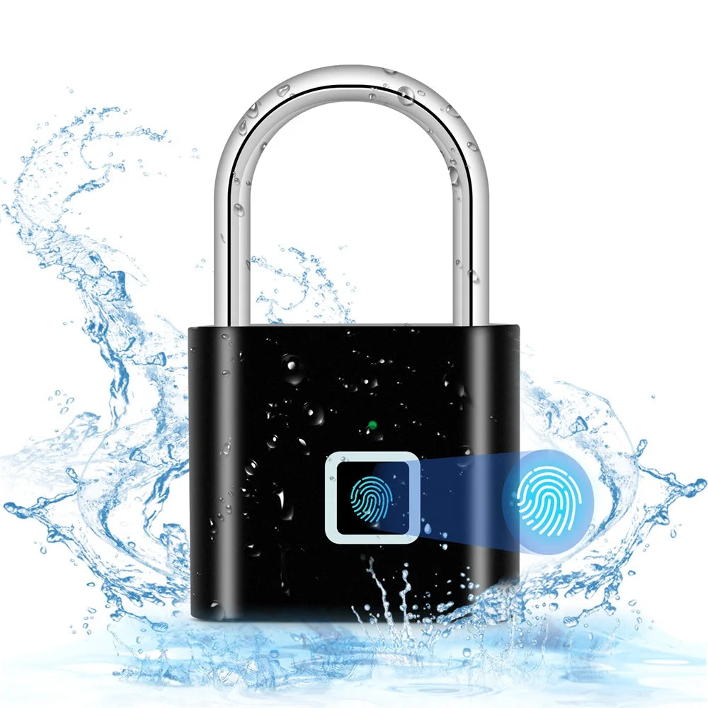 KERUI Keyless USB Rechargeable Fingerprint Smart Padlock - Waterproof, Quick Unlocking, Portable Anti-Theft Zinc Lock
