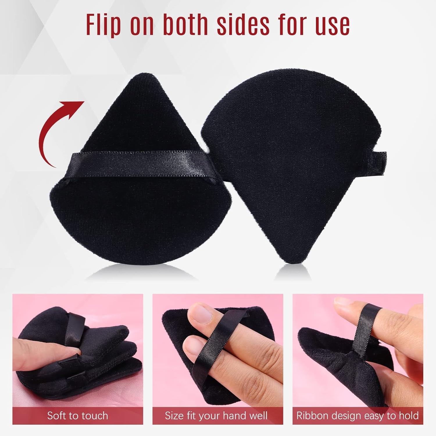 Foonbe Triangle Makeup Sponge, Soft Triangle Makeup Sponge Beauty Set, Reusable Velour Cosmetic Foundation Blender for Loose Powder and Contouring, Beauty Tool (6 Pcs)