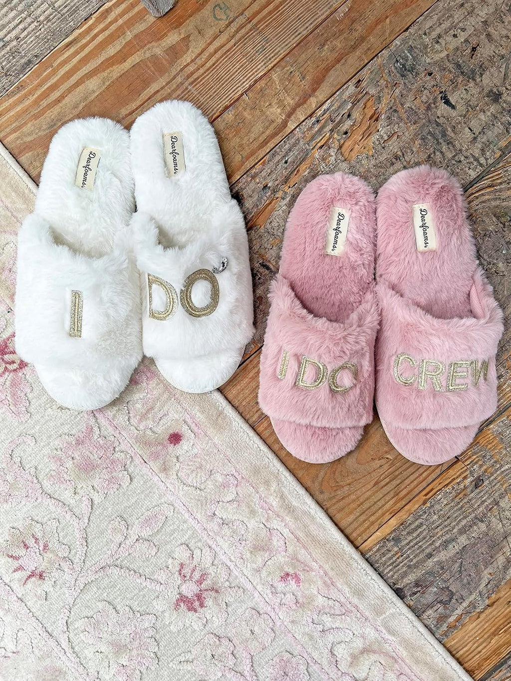 Dearfoams Women'S Giftable I Do & I Do Crew Bride Slippers for Weddings and Bachelorette Party