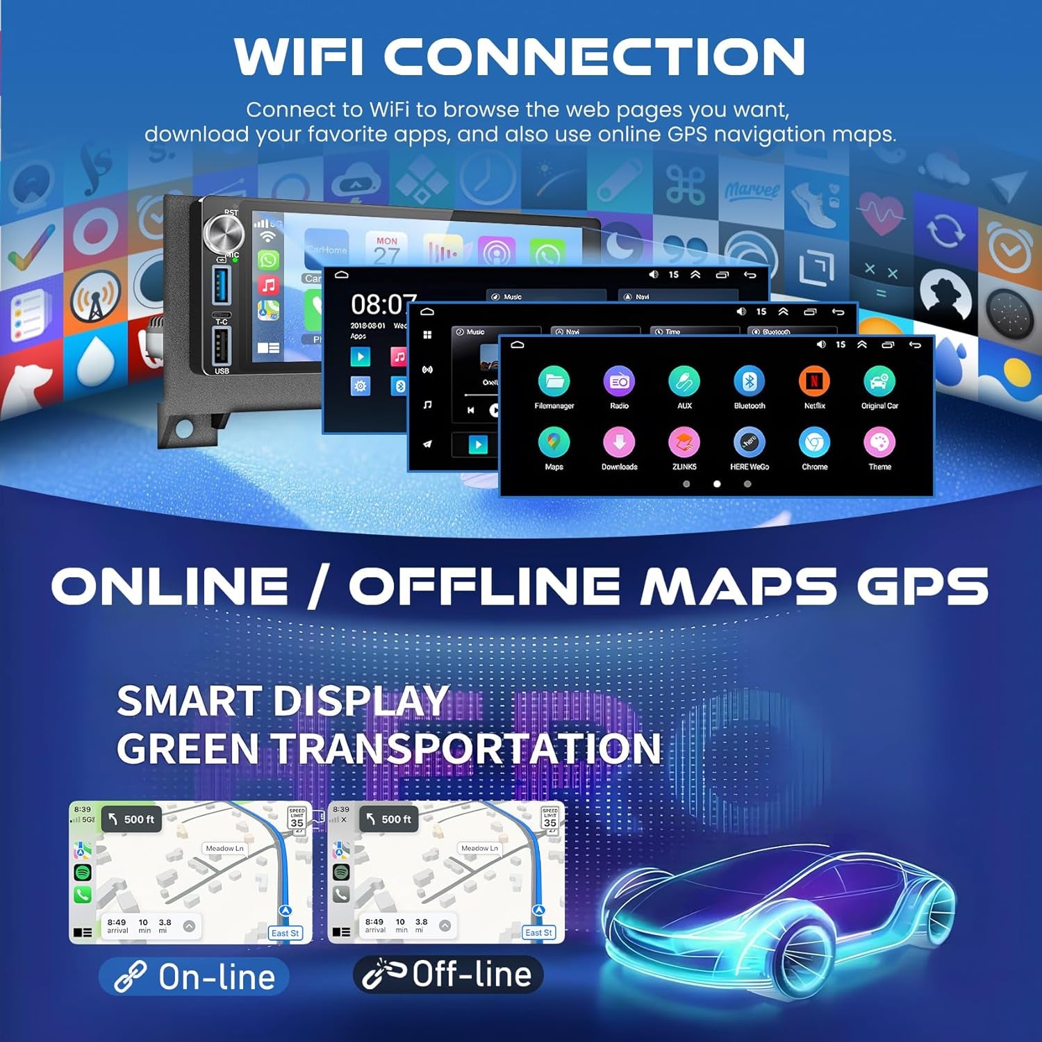 4G+64G Android 13 Car Radio for Dodge Ram (1994-2001)& Chrysler Town and Country (1990-2000) & Jeep Grand Cherokee (1993-1998), 6.2''Touch Screen Stereo with Wireless Carplay&Android Auto