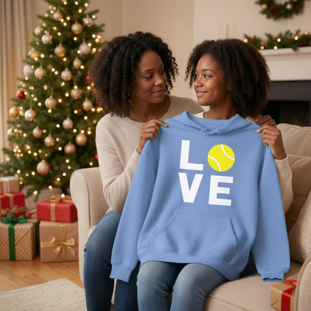 Tstars Love Tennis Hoodie - Perfect Gift for Players, Coaches & Fans | Sporty Hoodies for Women & Teen Girls
