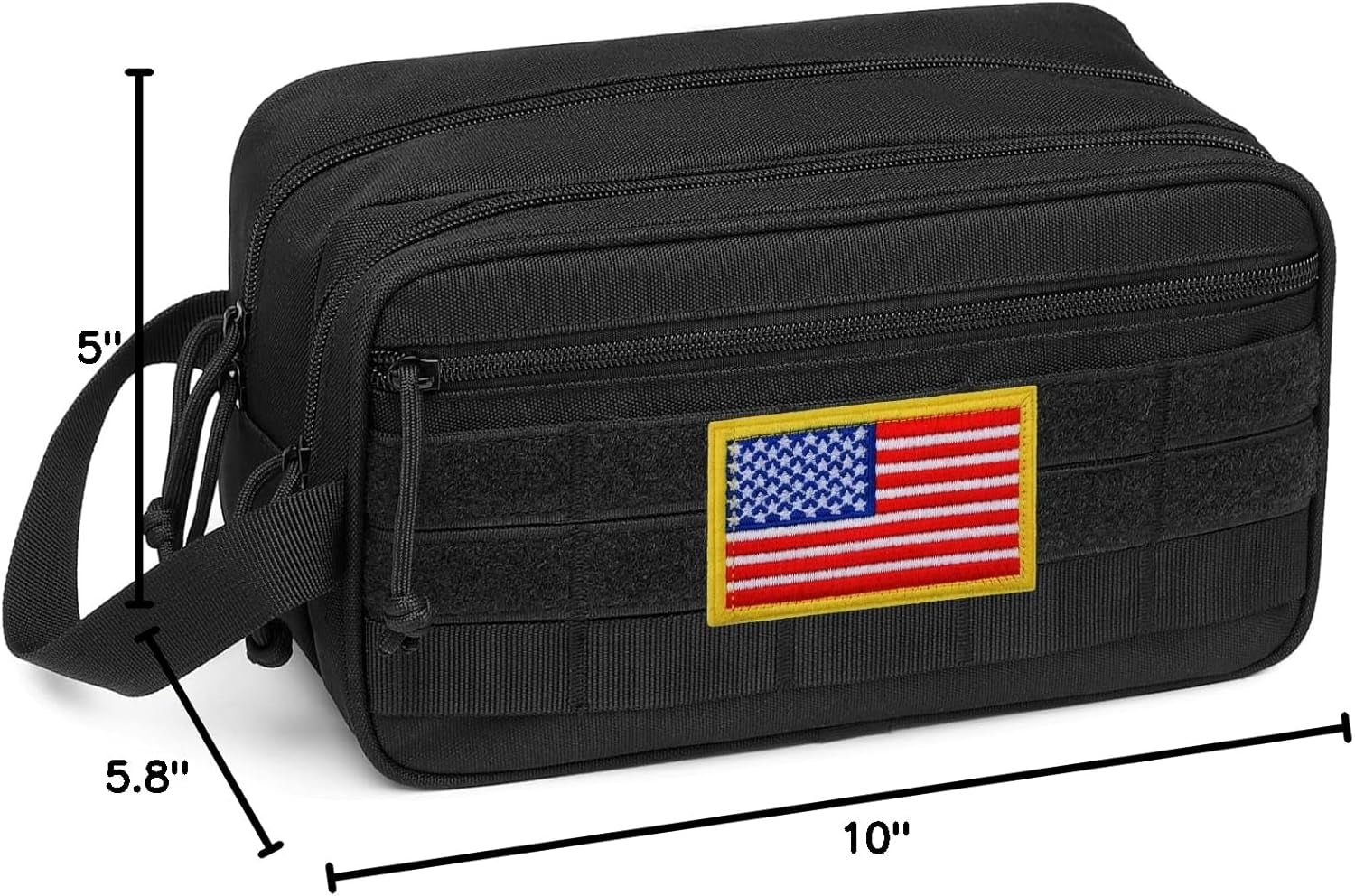 TACTICISM Toiletry Bag for Men - Dry Wet Separate Travel Toiletry Bag, Tactical Molle Dopp Kit for Men with Water-Resistant Shaving Bag for Adult Women for Travel, Black