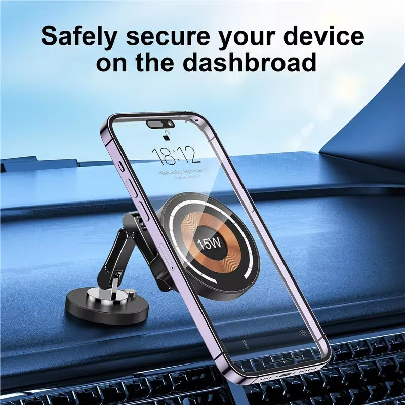 Magnetic Car Wireless Charger Stand Magnet Car Mount Fast Charging Station Phone Holder Bracket for Macsfae Iphone 15 14 13 12