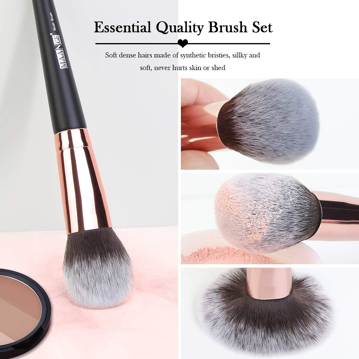 18-Piece Professional Makeup Brush Set - Premium Synthetic Brushes with Elegant Case for Flawless Foundation & Eye Makeup (Black Gold)