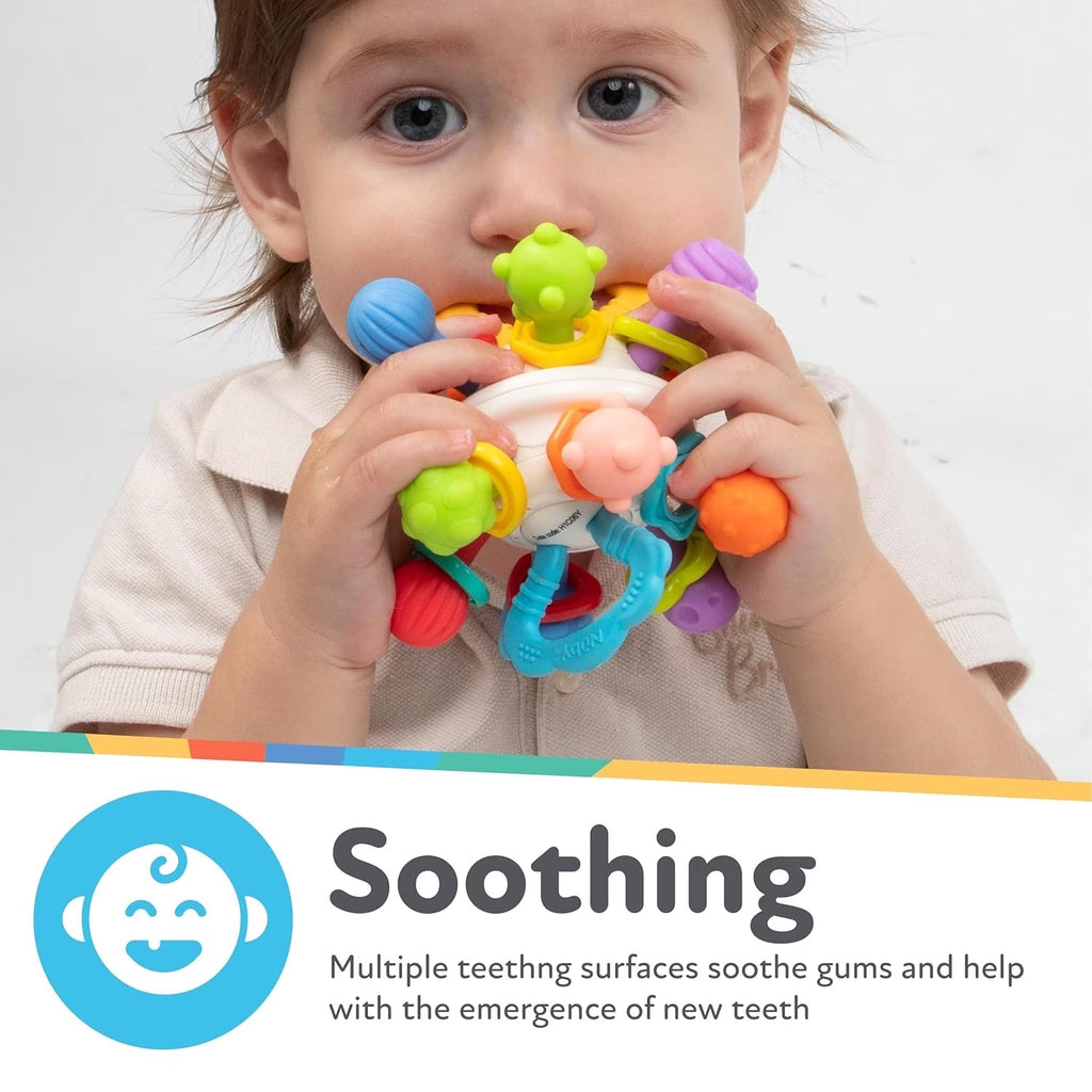 Nuby Textured Twist Ball Baby Teether Infant Toy with Colorful Rattle