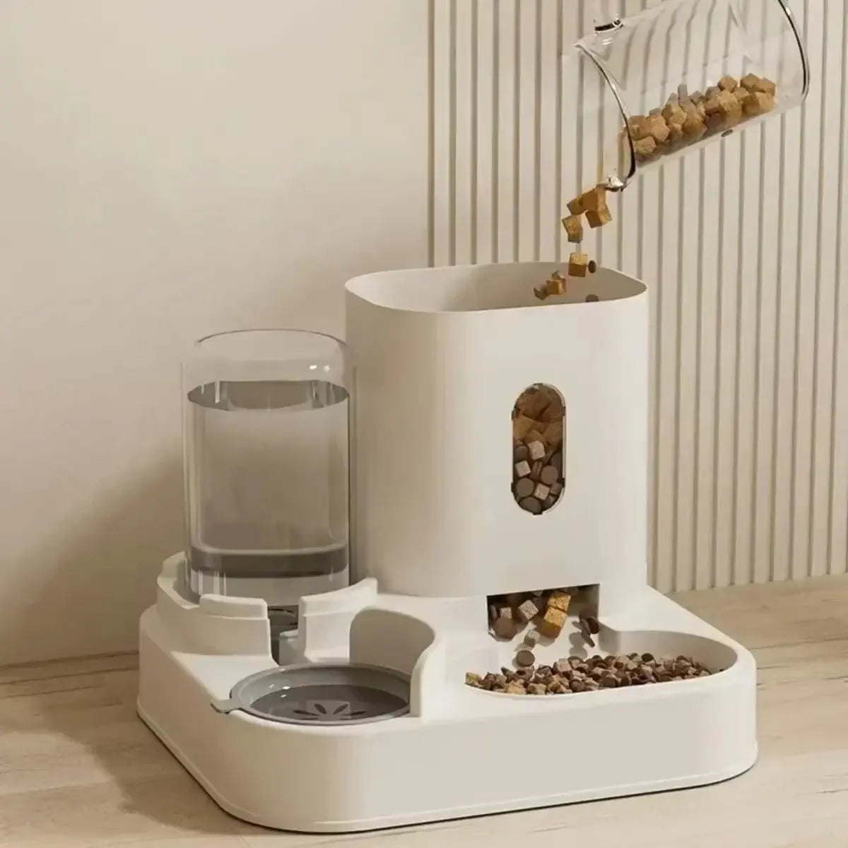 Automatic Pet Feeder and Water Fountain with Large Capacity Food Storage Dispenser for Dogs and Cats