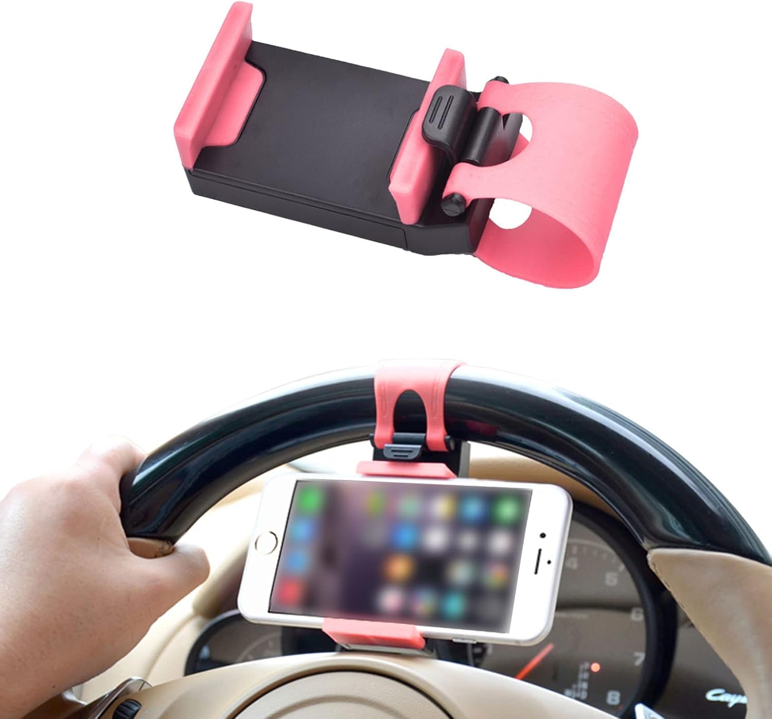 HAOBO Adjustable Car Phone Holder - Universal Hands-Free Steering Wheel Mount for All Smartphones (Black)