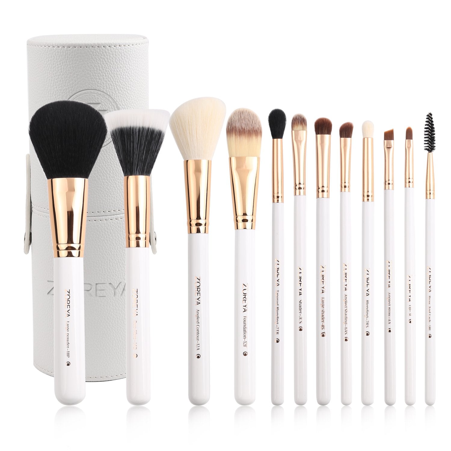 Z'OREYA 12-Piece Premium Travel Makeup Brush Set - Essential Synthetic Hair Tools with Stylish Black Holder