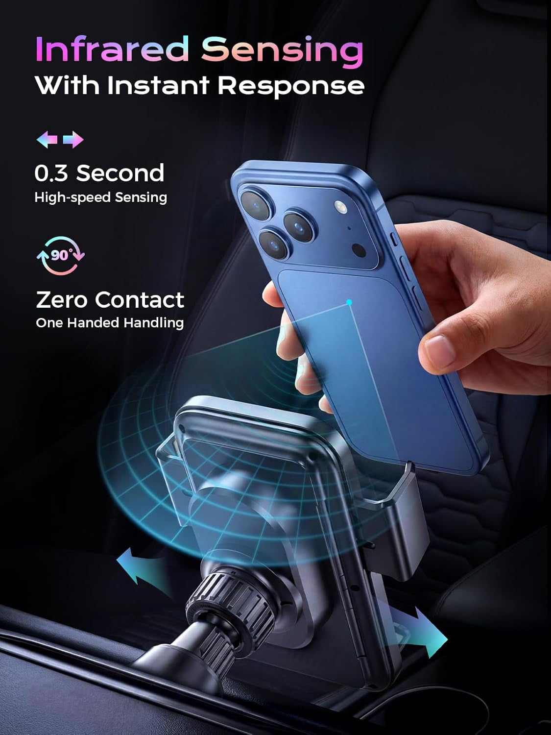 Phone Holders for Car, Cell Phone Mount 15W Wireless Car Charger with Induction Opening and Closing Air Vent Phone Stand with Smart Screen Rotation for Car Truck Accessories Iphone Samsung