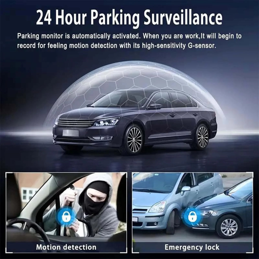 Full View Car Dashcam System, 360 Degree Car Dash Cam Wireless, 1080P 4-Lens Panoramic Driving Recorder, Wifi Camaras Para Vehiculos with Interior Infrared Light, for Cars (Three Sides)