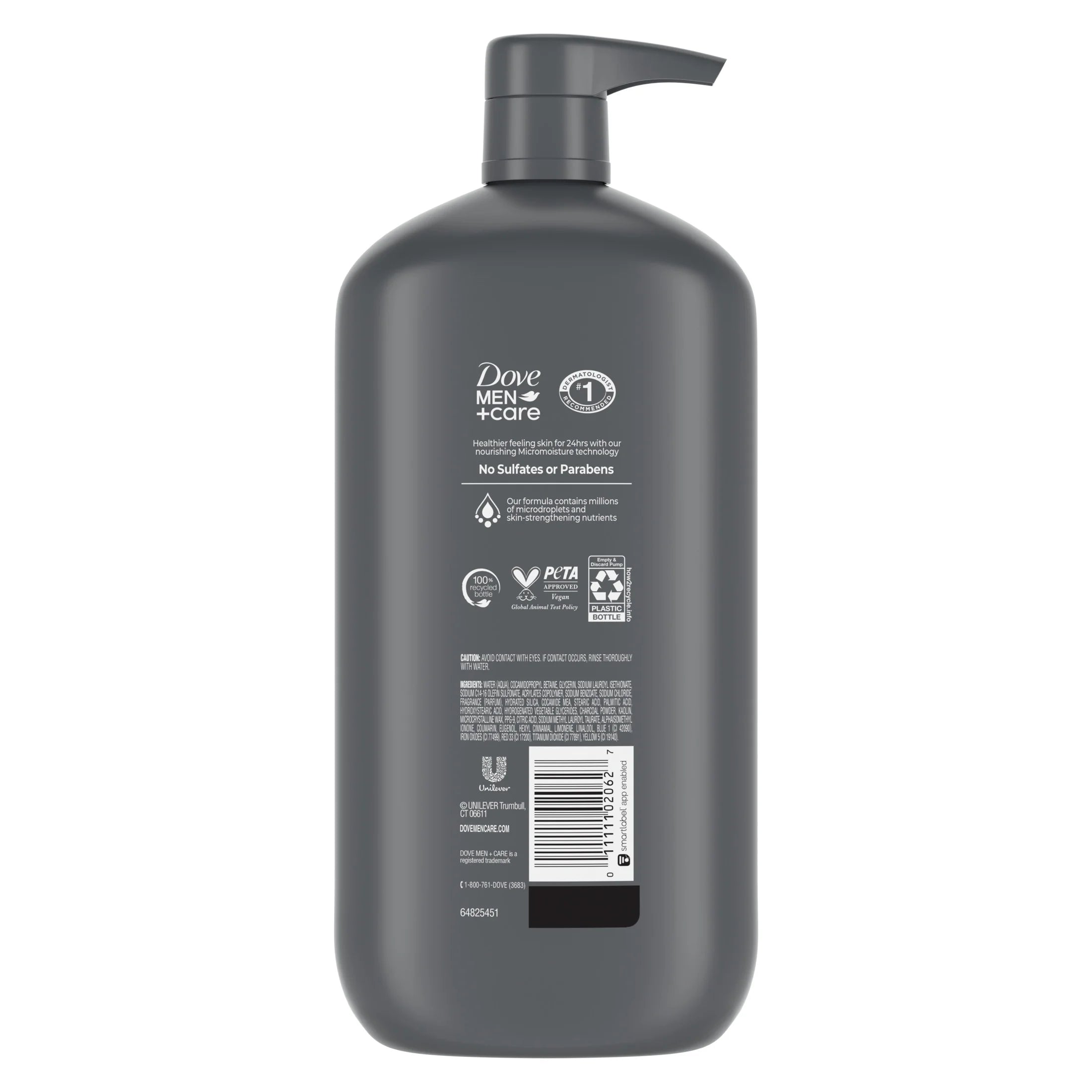 (4 Pack)  Purifying Hydrating Face & Body Wash for Men Charcoal & Clay, 30 Oz