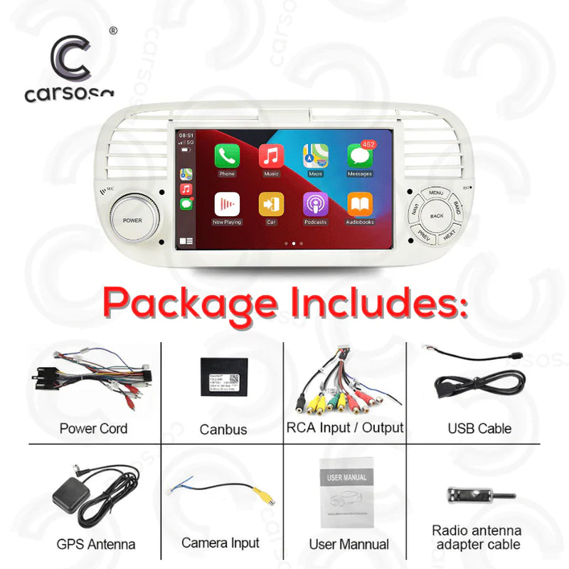 FIAT 500 & Abarth | 2008-2015 | Apple Carplay & Android Auto | 7.0" Car Radio