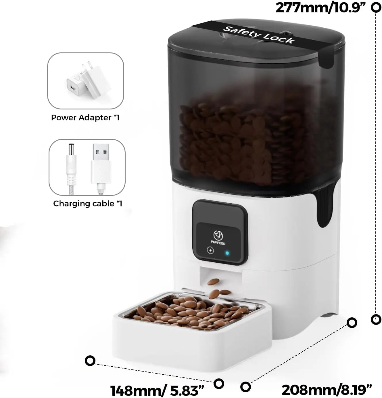 5G WiFi Automatic Cat Feeder: Smart Pet Food Dispenser with Slow Feeding Mode, Detachable Design for Easy Cleaning, Compatible with Alexa, Adjustable for 1-30 Meals per Day (6L/25 Cup Capacity)