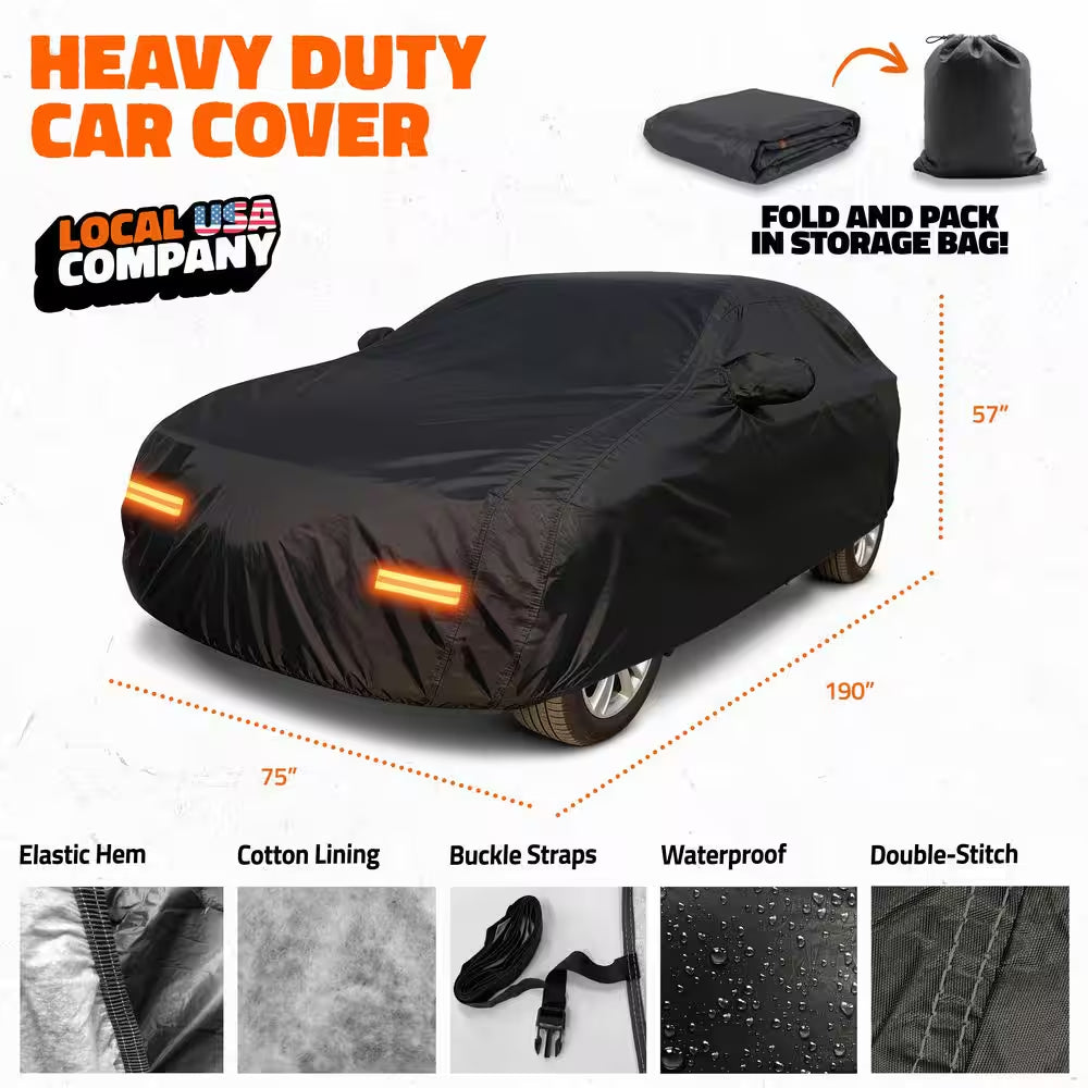 190 In. X 75 In. X 57 In. Extra Thick PVC Cotton Lined Heavy-Duty SUV Car Cover