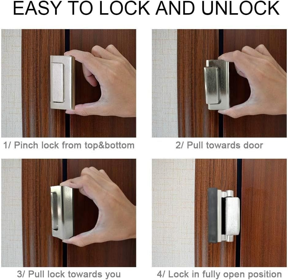 Ultimate Childproof Door Reinforcement Locks - 2 Pack with 8 Screws, 800 Lbs Strength, Sleek Silver Finish