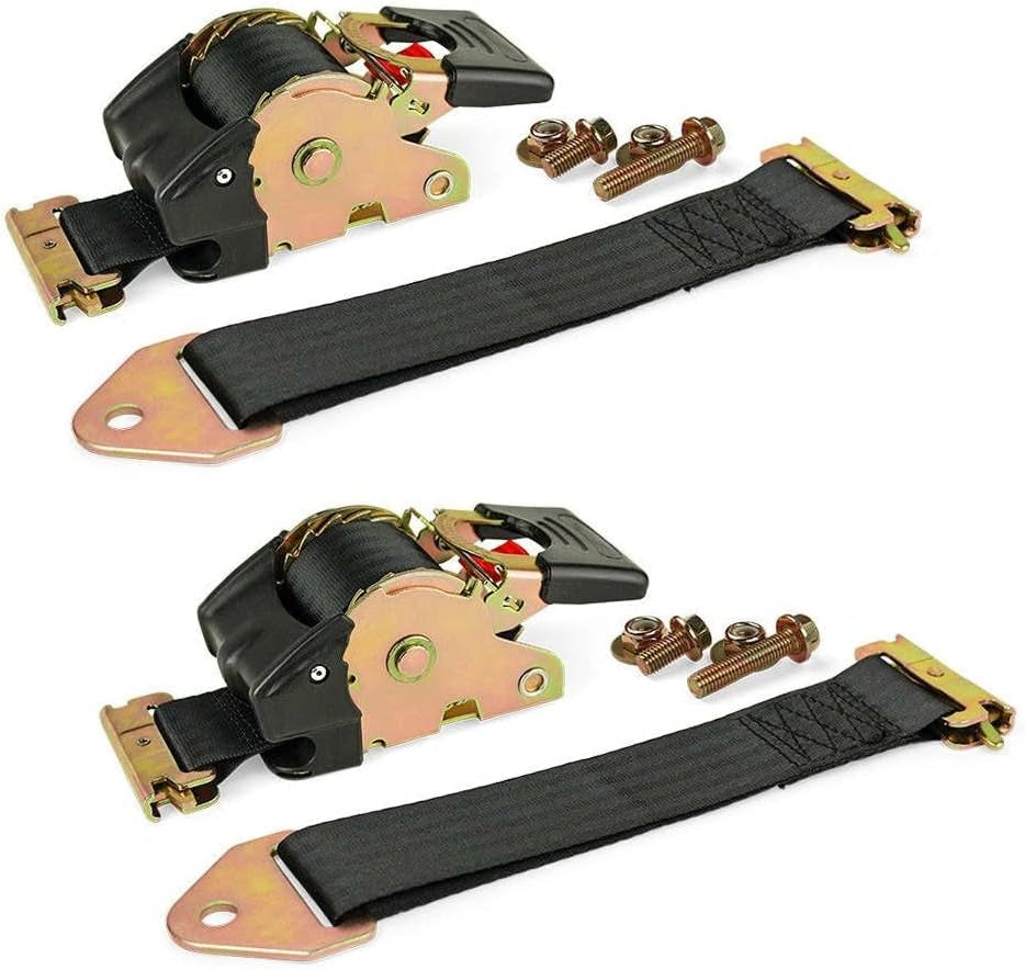 Heavy-Duty E-Track Retractable Ratchet Straps, 2" x 10', 4000 lbs Break Strength