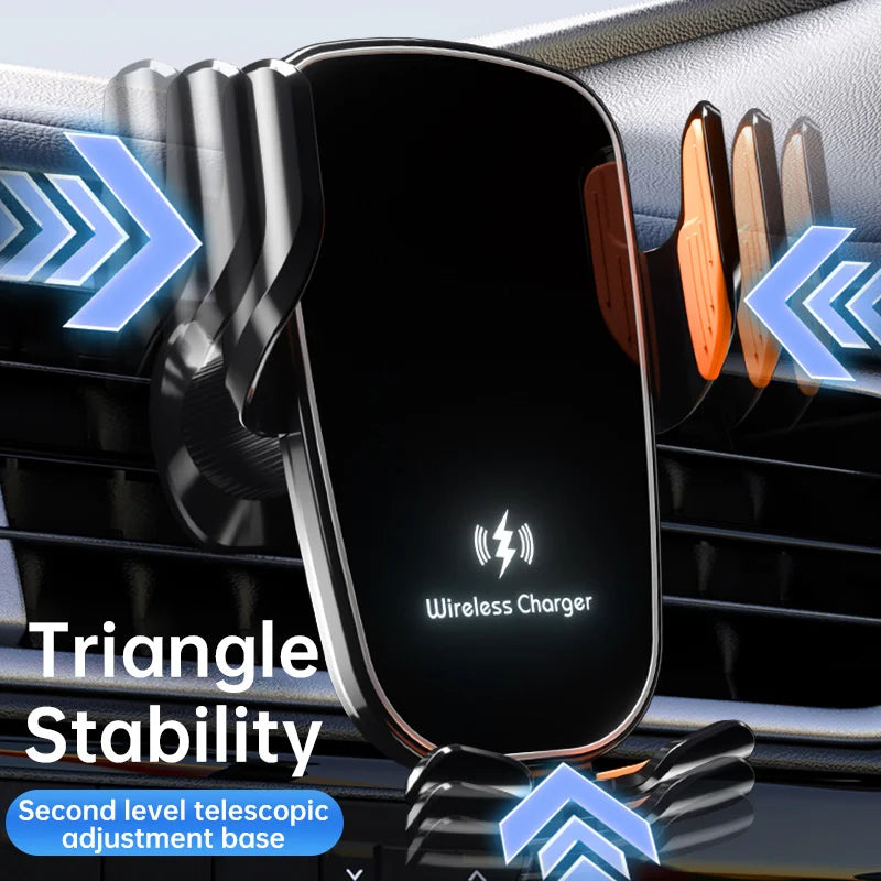 Non-Slip Car Wireless Charger Phone Holder Stand Air Vent Cellphone Bracket for Iphone Samsung Xiaomi Auto Fast Charging Station