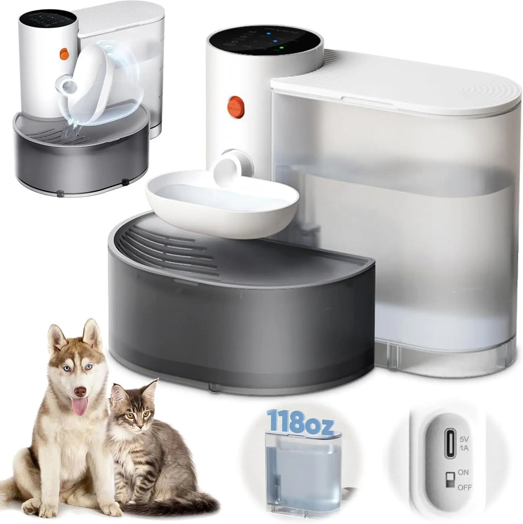 Smart Self-Refilling Pet Water Fountain and Automatic Feeder for Small Dogs and Cats - Cozyvibes Petlife