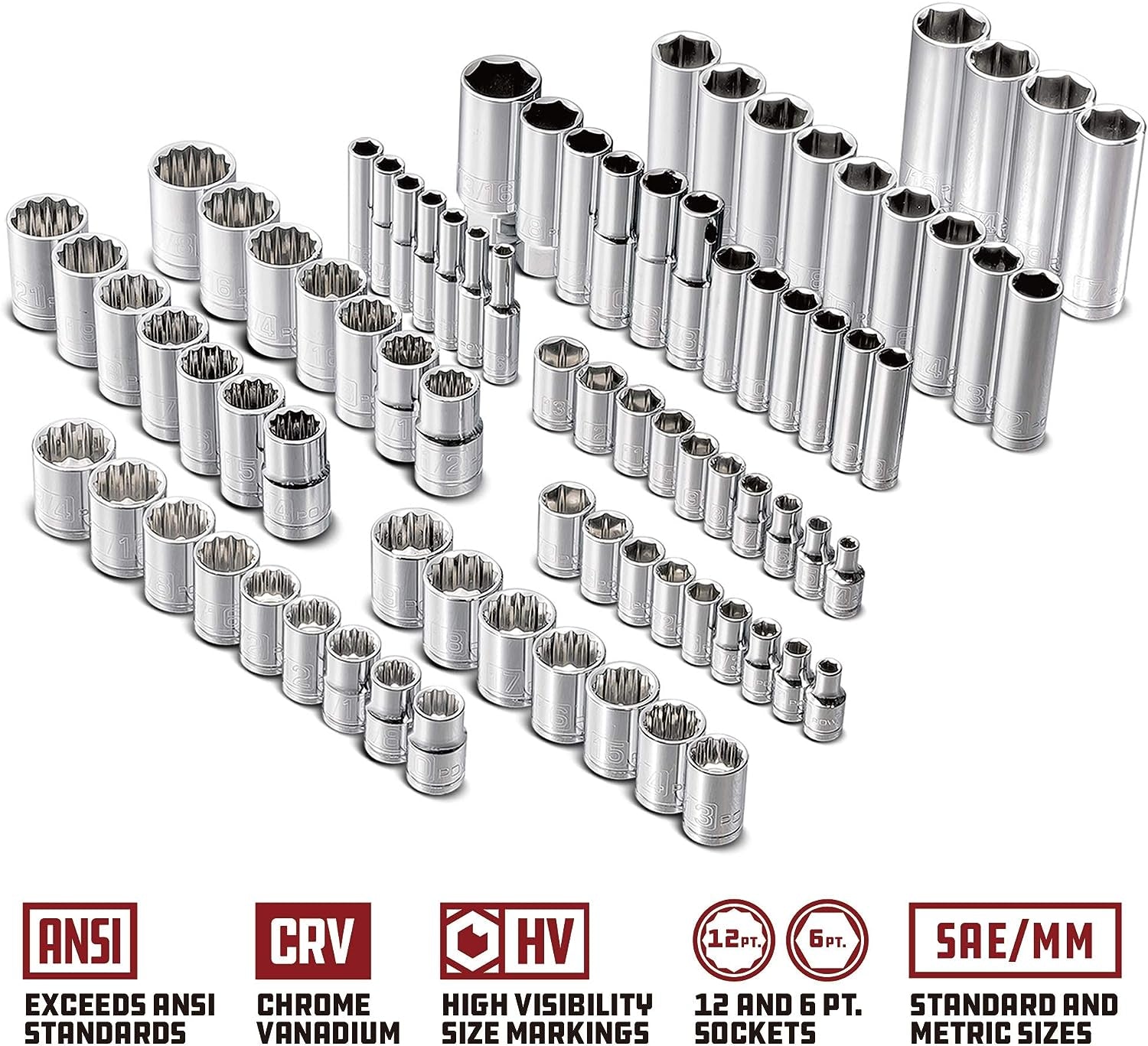 Ultimate 200-Piece Mechanics Tool Set - Includes SAE & Metric Sockets, Powerbuilt XT 90 Tooth Ratchets, and Durable Case!