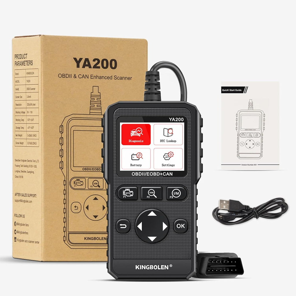 KINGBOLEN YA200 OBD2 Scanner, Car OBD2 Code Reader Check Engine Light, Car Scanner OBDII Full Functions with Voltage Test OBD2 Scanner Diagnostic Tool for All OBDII CAN Protocol Cars since 1996