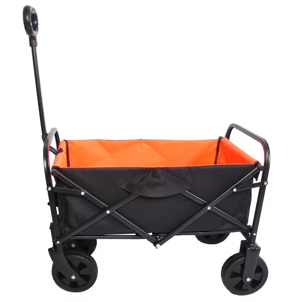 1.8 Cu. Ft. Orange Black Metal Mini Folding Garden Cart