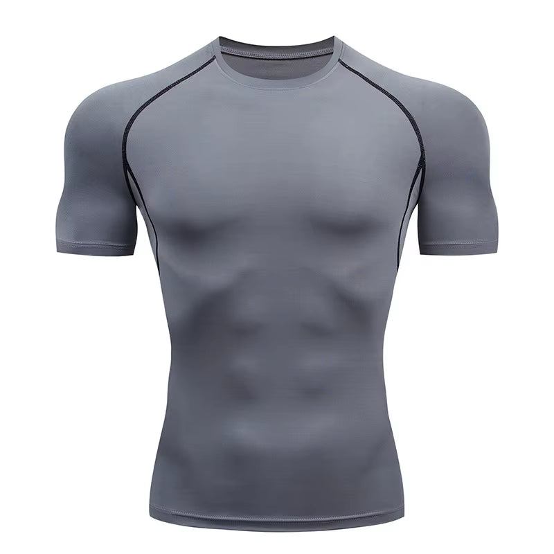 Men'S Compression Shirts Summer Short Sleeves Tees T-Shirt Gym Workout Fitness Running Tops Undershirts Baselayer Sportswear