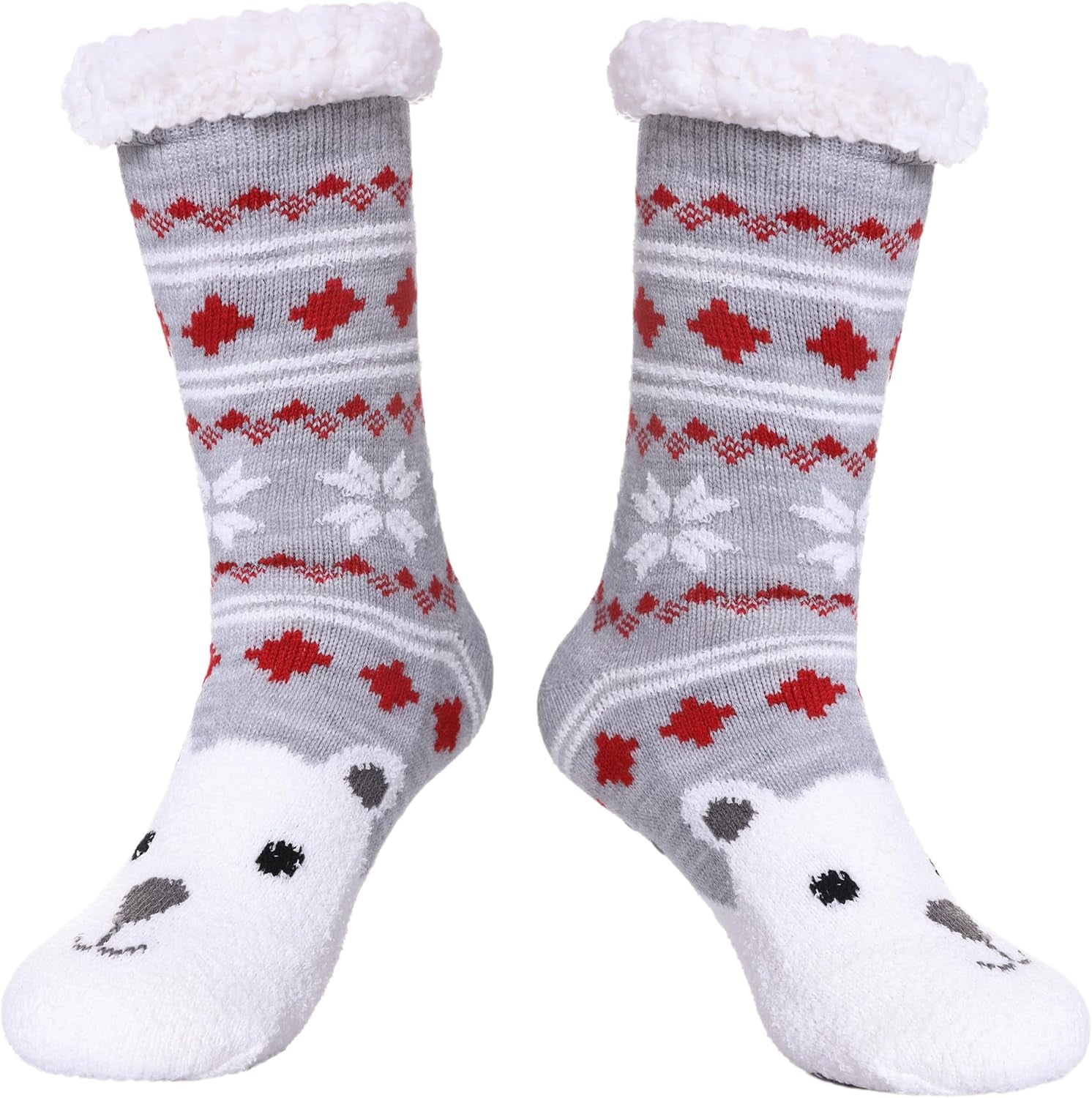 SDBING Slipper Socks for Women with Grippers, Winter Warm Fuzzy Indoor Christmas Gifts Socks