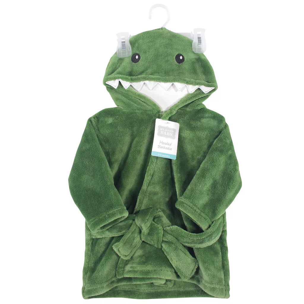 Hudson Baby Infant Unisex Plush Animal Face robe, Dinosaur, 0-9 Months