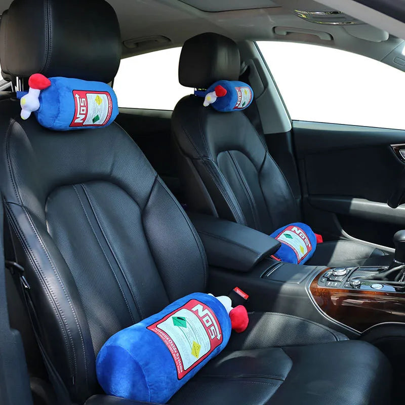 Car Seat Neck Pillow and Waist Cushion - Creative Plush Headrest in Nitrogen Cylinder Shape, Premium Car Accessories
