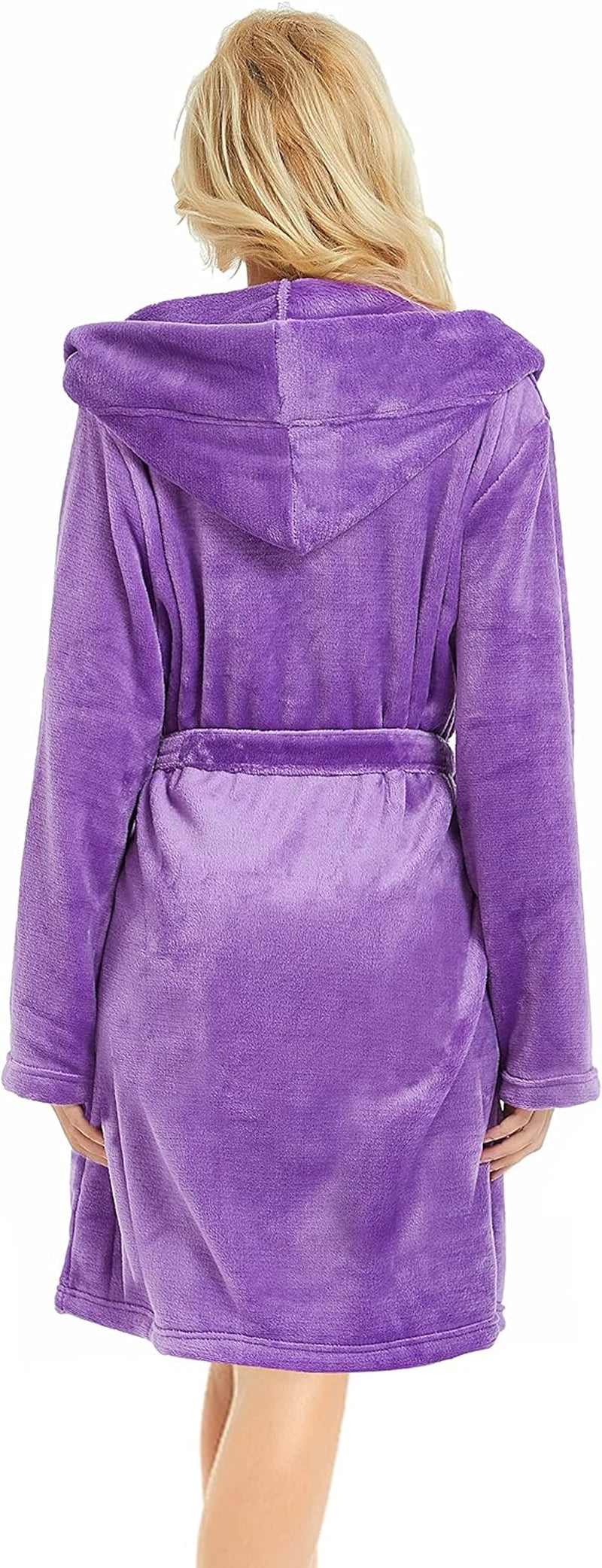 U2SKIIN Women Hooded Fleece Robe, Short Plush Robes for Womens with Hood Soft Warm Spa Bathrobe
