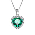 May Birthstone Necklace Women Green Heart Necklace Emerald Crystal CZ 925 Sterling Silver Pendant Jewelry Birthday Mother'S Day Gift Juwaliy