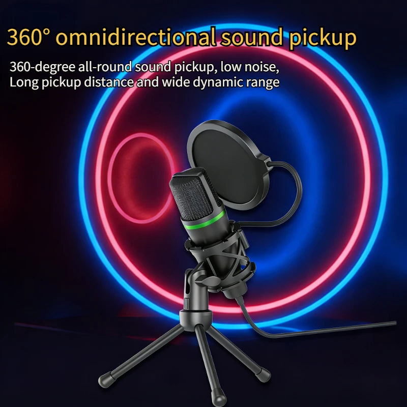 3.5MM/USB Condenser Microphone Wired for PC Computer Laptop Professional Gaming Accessories Streaming Sound Podcast Record
