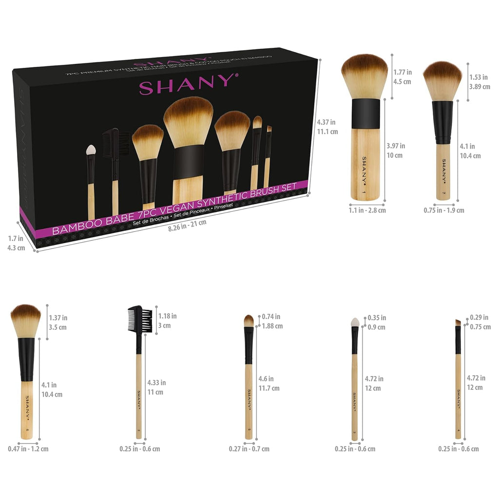 SHANY Vegan Bamboo Makeup Brush Set - 7 Professional Brushes with Premium Synthetic Hair & Stylish Cotton Pouch for Easy Storage
