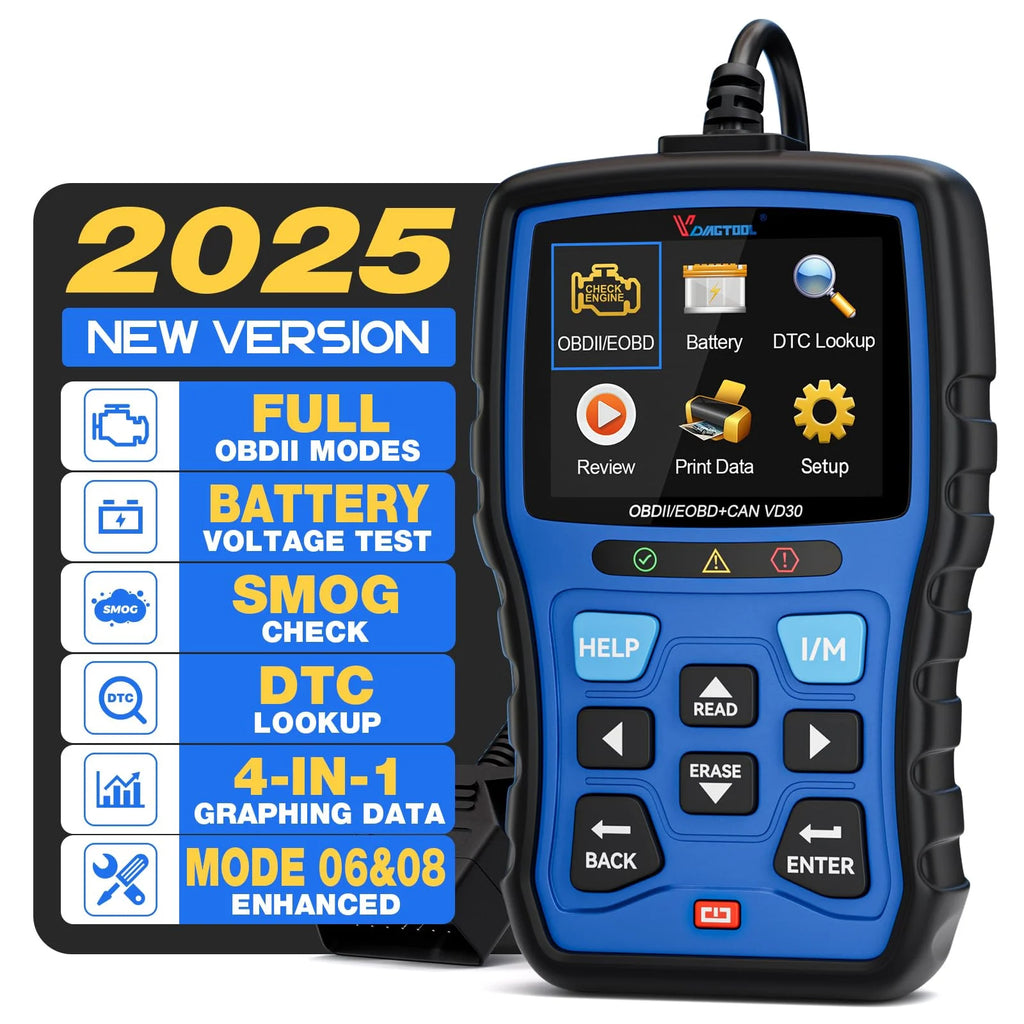 VDIAGTOOL VD30 Enhanced OBD2 Scanner, Universal Check Engine Light Car Code Reader, Auto Diagnostic Tool for All OBDII Vehicles, Free Update