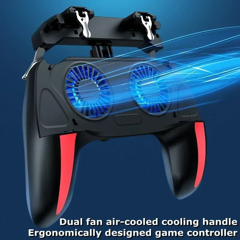 H10 Four-Finger Mobile Game Controller with Radiator for Aim Shooting - Joystick Accessory for iOS and Android Gaming