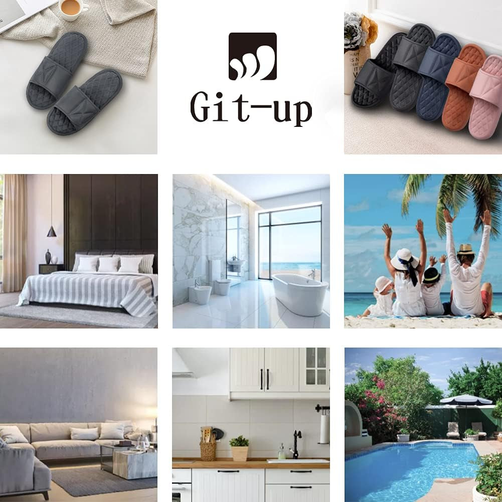 Git-Up Bathroom Slippers for Women and Men Portable Quick Drying Non-Slip Pool Beach Spa Shower Slippers House Slide Sandals Indoor and Outdoor Unisex Shoes, A-Blue 9.5-10.5 Women/8-9 Men