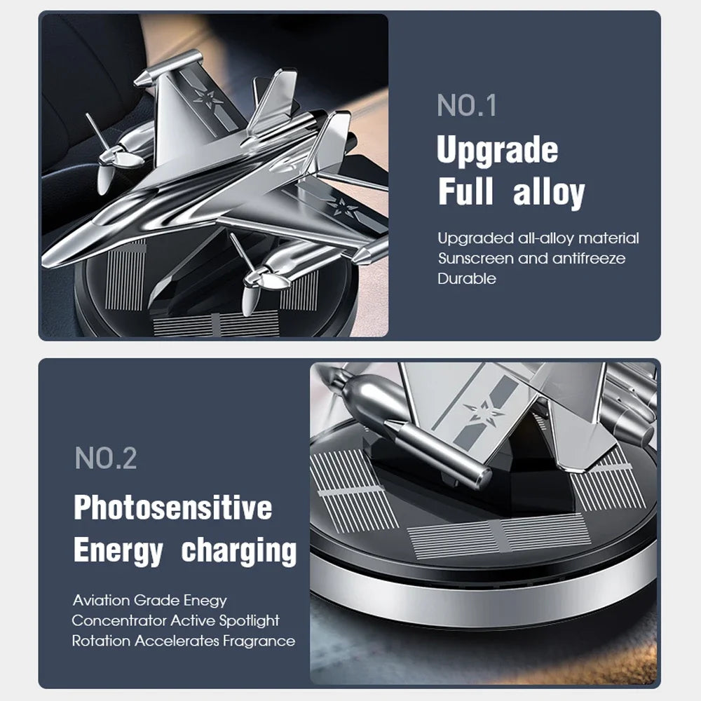 Solar-Powered Car Air Freshener with Fighter Propeller Design - Fragrance Diffuser and Interior Accessory for Men and Women