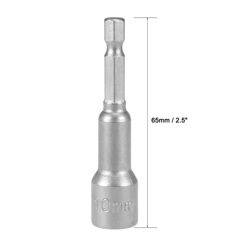 6Mm-15Mm Impact Socket Magnetic Nut Screwdriver 1/4 Hex Key Set Drill Bit Adapter for Power Drills Impact Drivers Socket Kit