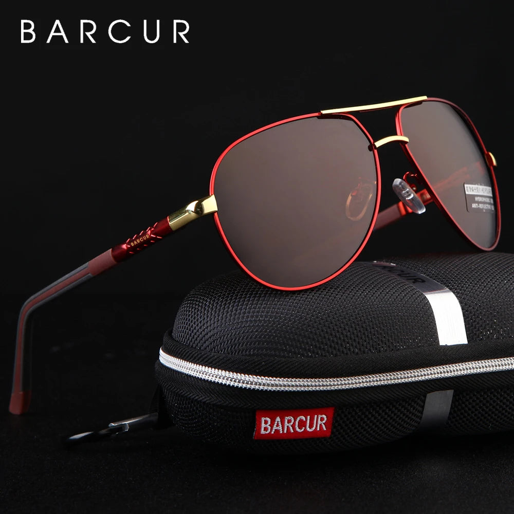 BARCUR Aluminum Vintage Men'S Sunglasses Men Polarized Coating Classic Sun Glasses Women Shade Male Driving Accessories Eyewear